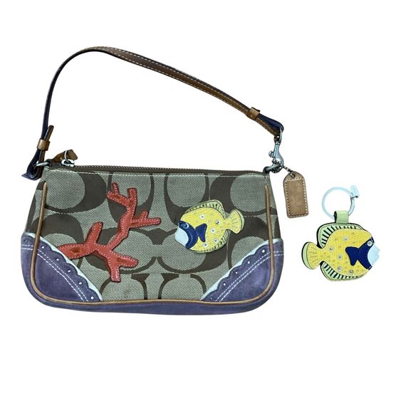 Coach VTG Coral Fish Appliqué Mini Bag & Key Ring Limited Edition H05Q-1491 - Picture 1 of 16
